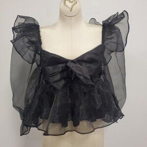Asos Luxe Womens Babydoll Fairy Grunge Mesh Top Size 10 Coquette Ethereal Sheer